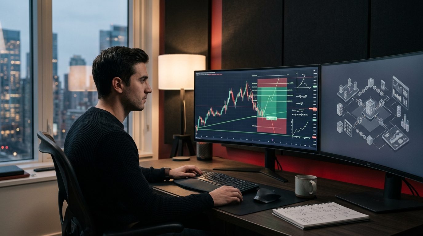 Graphique d'analyse technique illustrant le calcul du ratio risque-récompense en crypto trading
